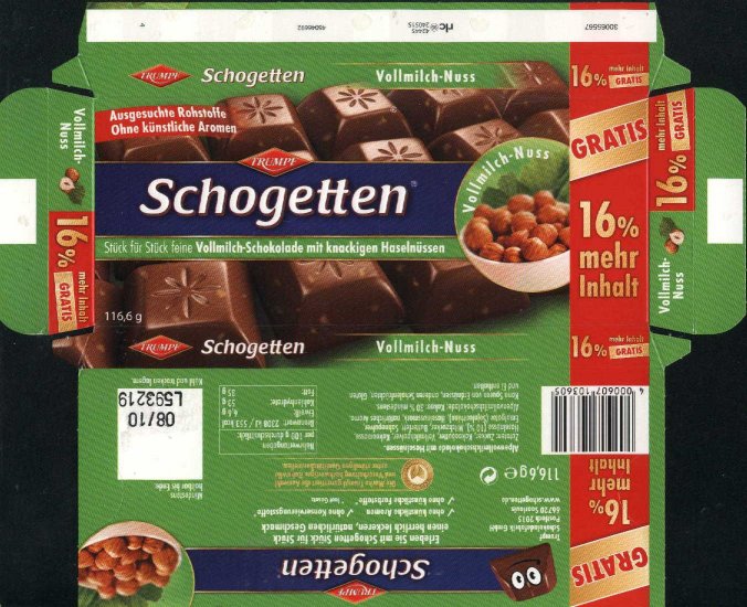 German chocolate wrappers Trumpf